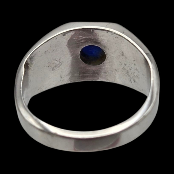 925 Silver Men's Ring with Blue Sapphire - Picture 4 of 9
